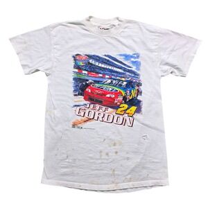 1998 NASCAR Distressed Jeff Gordon‎ T-Shirt Mens XL White Chase Authentics